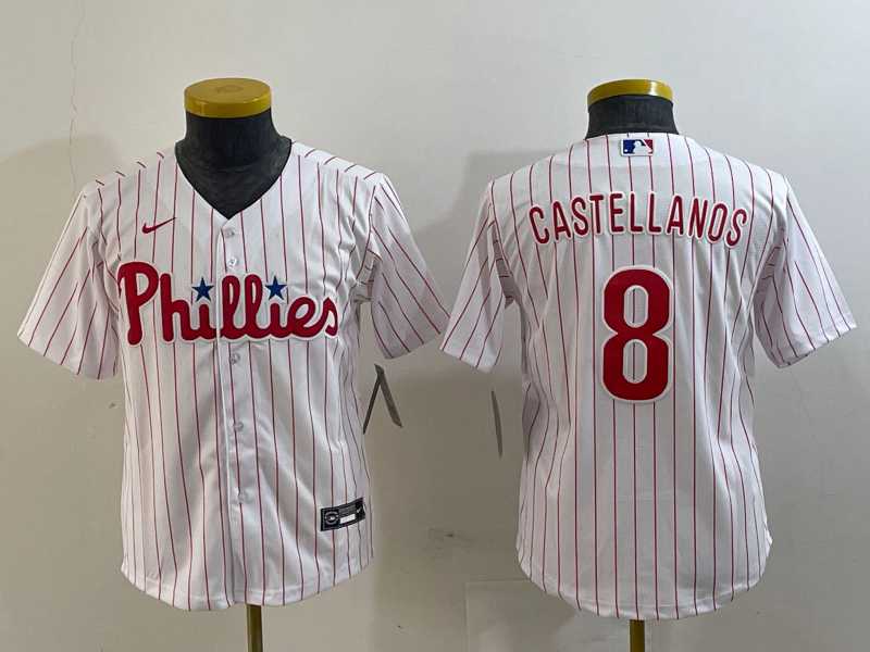 Youth Philadelphia Phillies #8 Nick Castellanos White Cool Base Jersey,We sell and wholesale Youth Philadelphia Phillies #8 Nick Castellanos White Cool Base Jersey on line form chian!